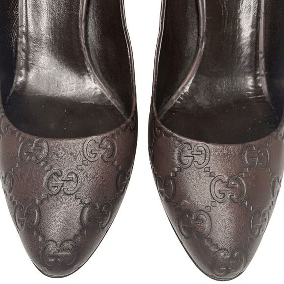 Gucci Chocolate Brown Leather Pumps Horsebit Heel EU 38.5 US 8.5 Made in Italy - Picture 3 of 12